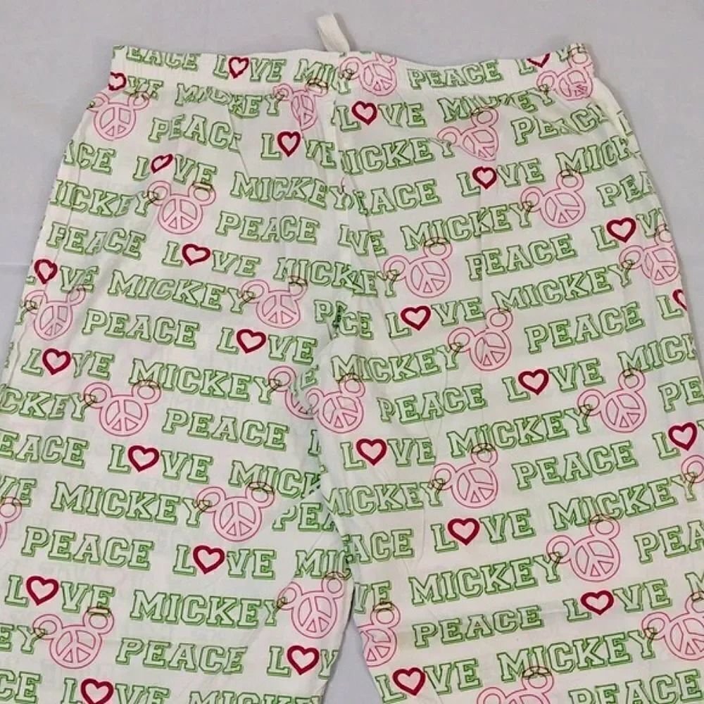 Disney‎ VTG White Neon Mickey Mouse Printed Convertible PJ Pants Large - Picture 9 of 13